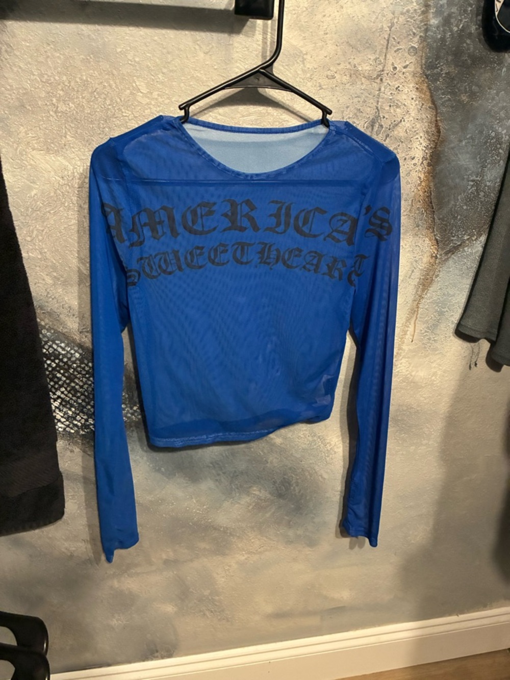“AMERICAS SWEETHEART” SHEER LONG SLEEVE TOP SIZE SMALL 🖤